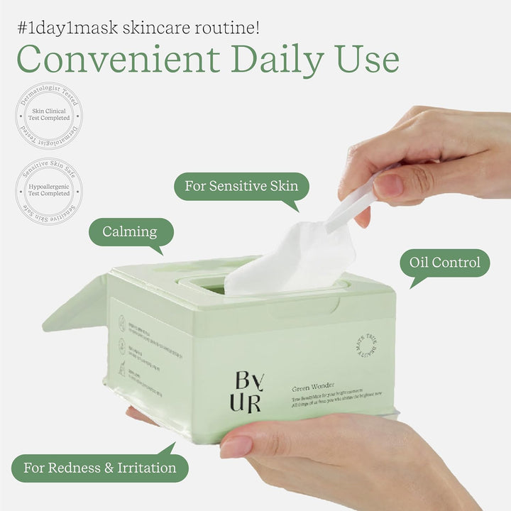 ByUR Green Wonder Daily Aqua Serum Mask (30 unidades) Mascarilla hi...