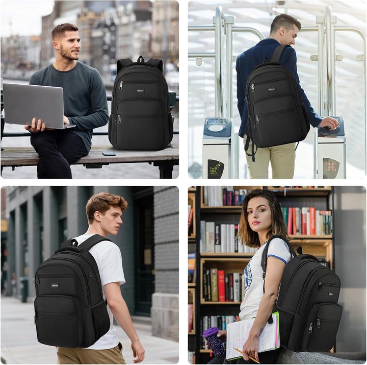 YAMTION Mochila negra para laptop para hombres y mujeres, mochila e...
