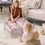 ROBUD Cuna para muñeca bebé, camas de madera para muñecas bebé de 20 pulgadas, literas para muñecas bebé con tul, cama para muñeca American Girl para regalos, rosa