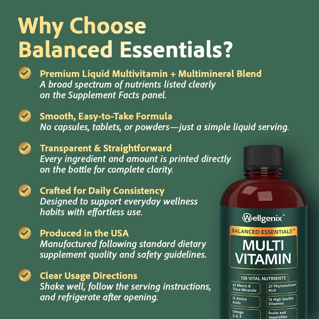 Suplemento líquido nutricional Balanced Essentials, 32 onzas, Very...