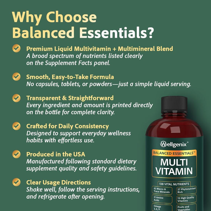 Suplemento líquido nutricional Balanced Essentials, 32 onzas, Very...