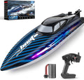 Barco de control remoto RC de 30 KMH con 7 modos de luz LED, impermeable, eléctrico, Azul