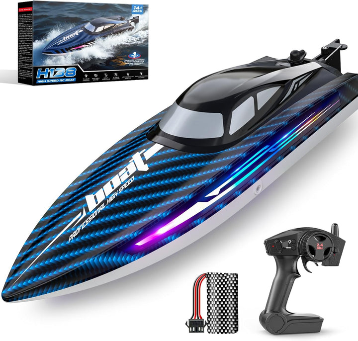 Barco de control remoto RC de 30 KMH con 7 modos de luz LED, imperm...