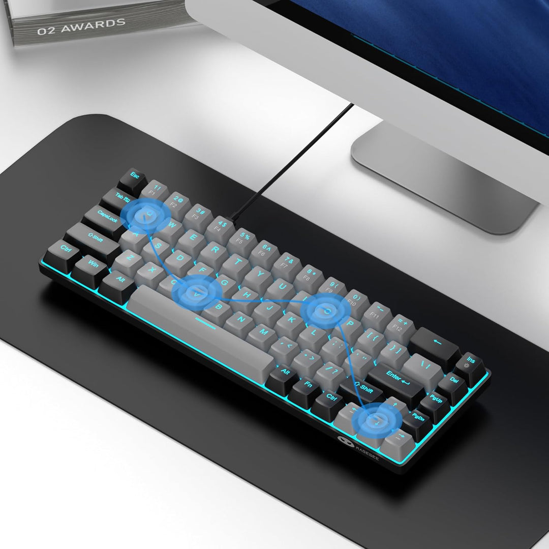 MageGee MK-Box - Teclado portátil 60% mecánico para juegos, retroil...