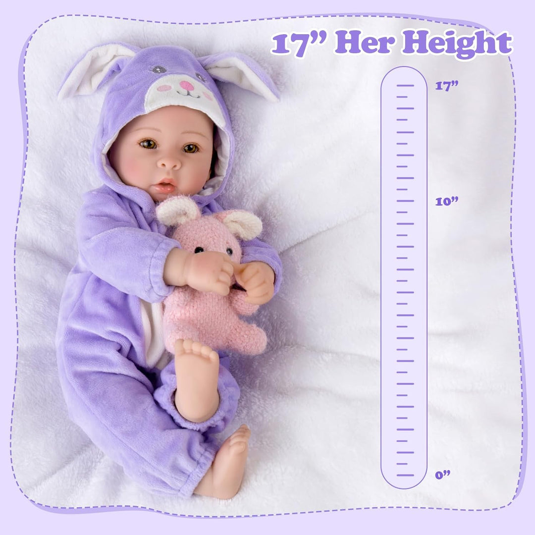 Aori Real Baby Dolls - Muñeca de bebé realista de 17 pulgadas con c...