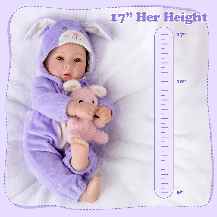 Aori Real Baby Dolls - Muñeca de bebé realista de 17 pulgadas con c...