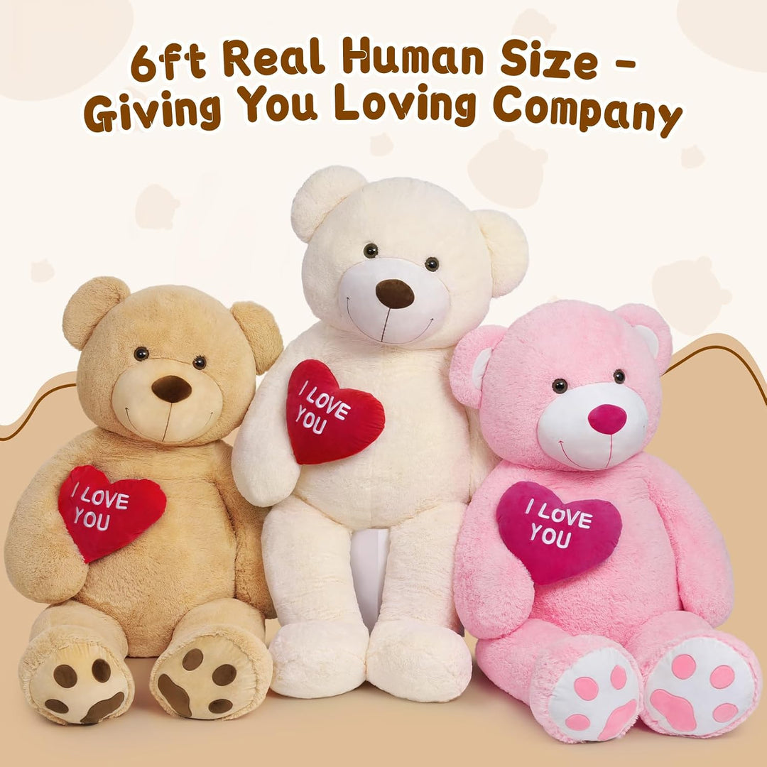 MaoGoLan - Oso de peluche gigante de 6 pies - Corazón rojo "Te...