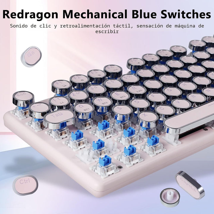 Redragon K710 Teclado Mecánico Inalámbrico Tipo Máquina de Escribir...
