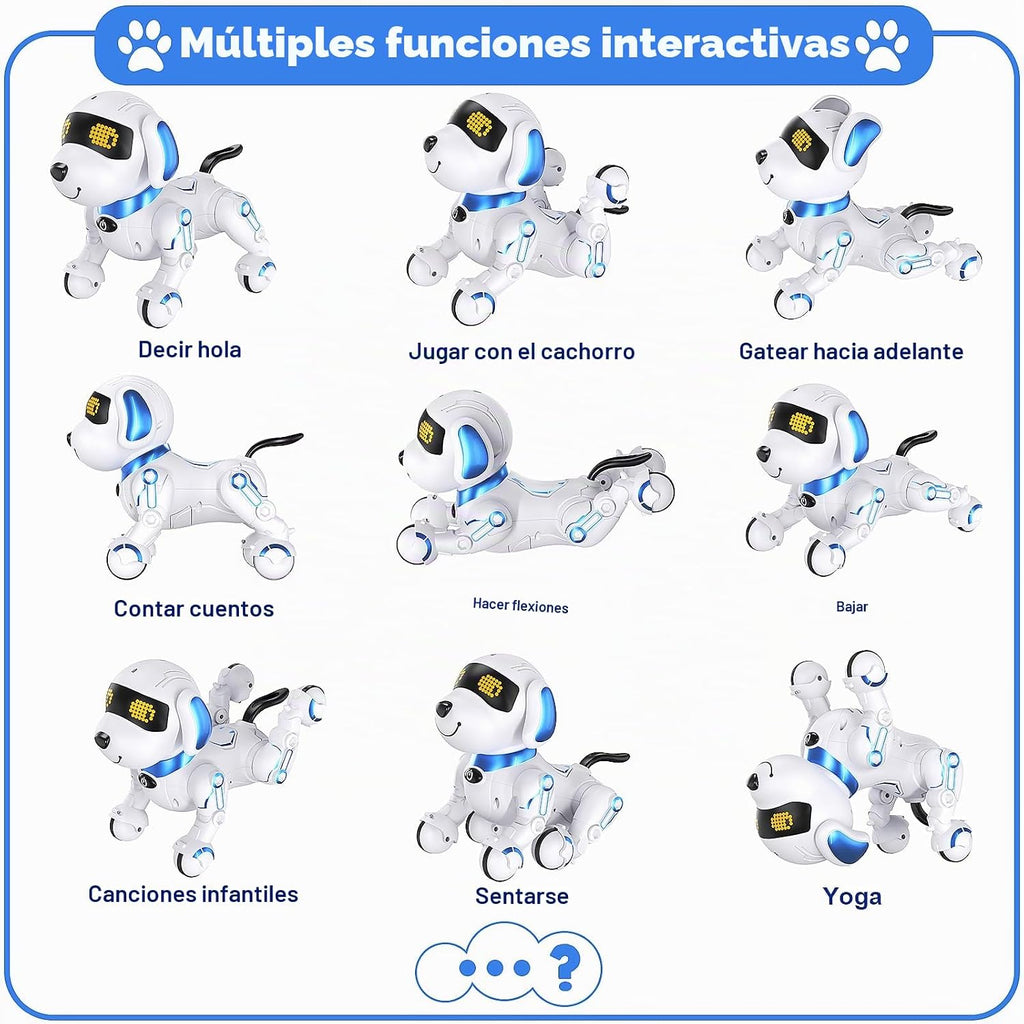 Robot Dog - Robot robot de control remoto con baile cantante, juguete para niños, 17 funciones E Interactivo Perro para 6+, programable inteligente interactivo robótico mascotas, azul y blanco
