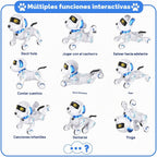 Robot Dog - Robot robot de control remoto con baile cantante, juguete para niños, 17 funciones E Interactivo Perro para 6+, programable inteligente interactivo robótico mascotas, azul y blanco