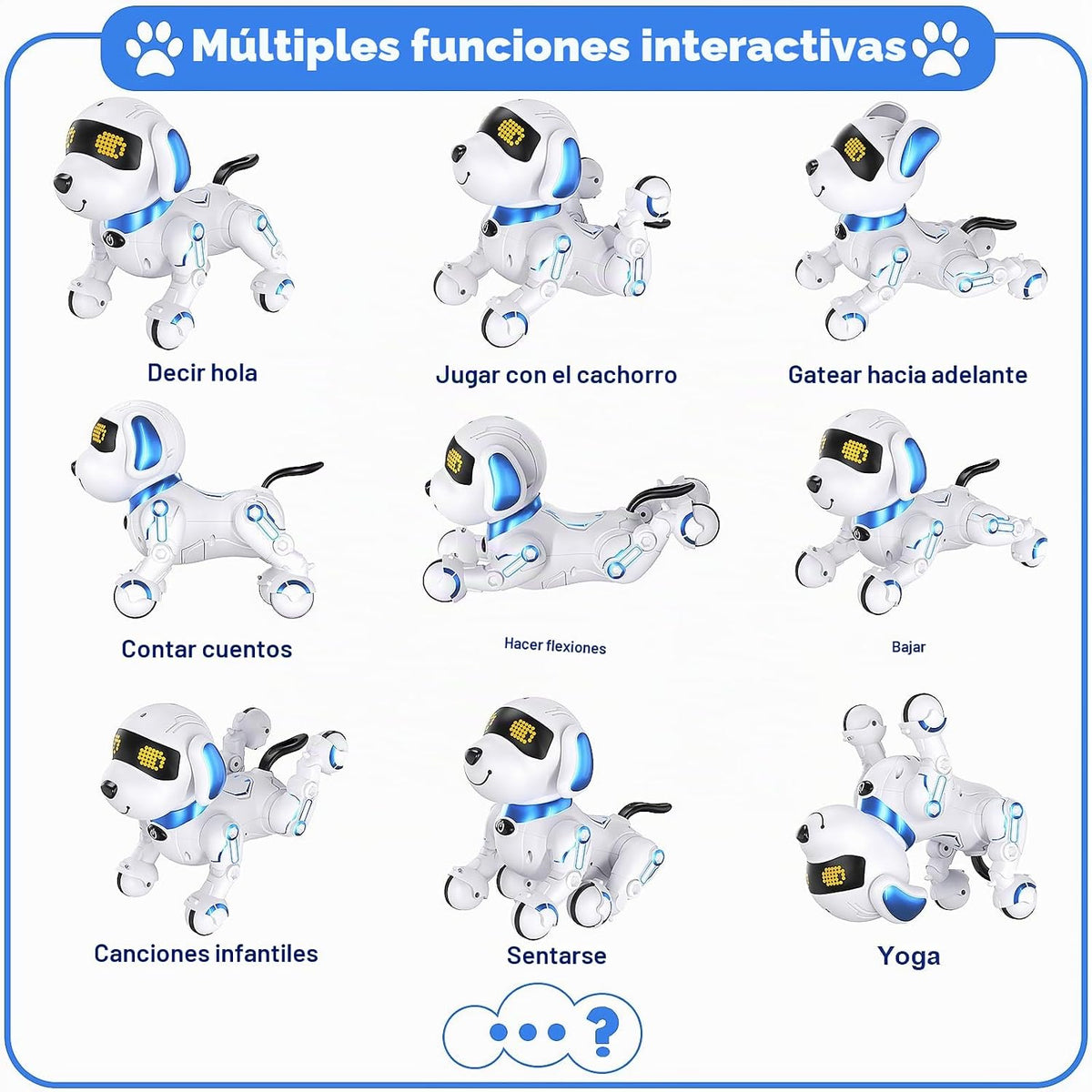 Robot Dog - Robot robot de control remoto con baile cantante, juguete para niños, 17 funciones E Interactivo Perro para 6+, programable inteligente interactivo robótico mascotas, azul y blanco