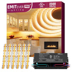 Emitever Controlador LED regulable, 100 W CA 110 V-277 V a CC 24 V, 5 en 1 atenuación: ELV/MLV/TRIAC / 0-10V / 1-10V / 10V PWM/potenciómetro, listado UL+2700K luces de tira de 16.4 pies, 2560 LEDS