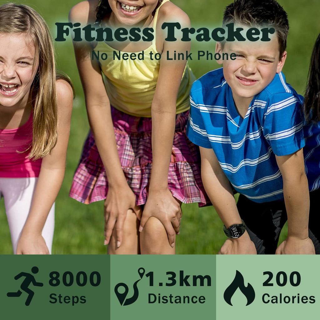 Relojes para niños y niñas, reloj deportivo digital con contador de pasos, podómetro, alarma de vibración, sin aplicación, impermeable, rastreador de fitness, reloj para niños, niñas, adolescentes