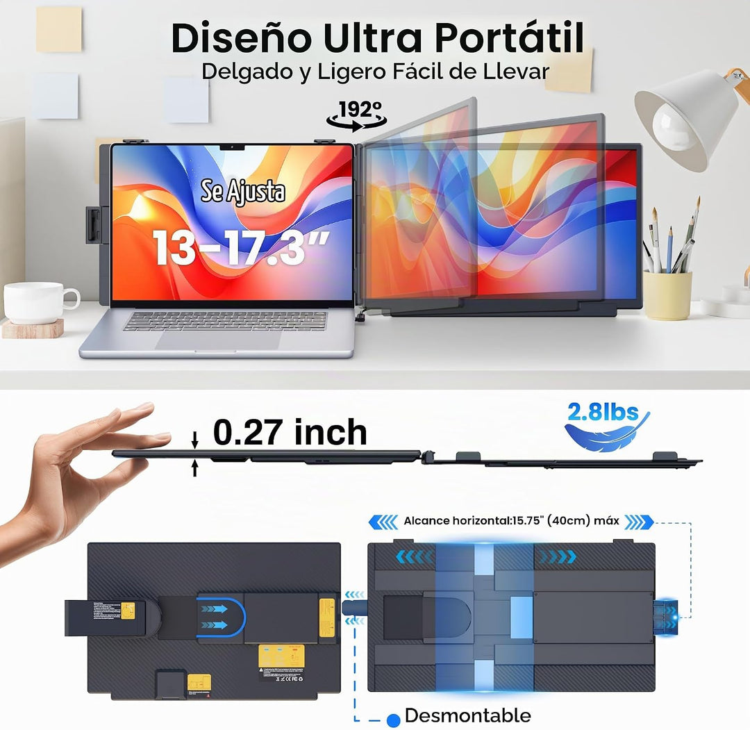 Loreinstent Extensor de pantalla para laptop de 15.6 pulgadas, moni...