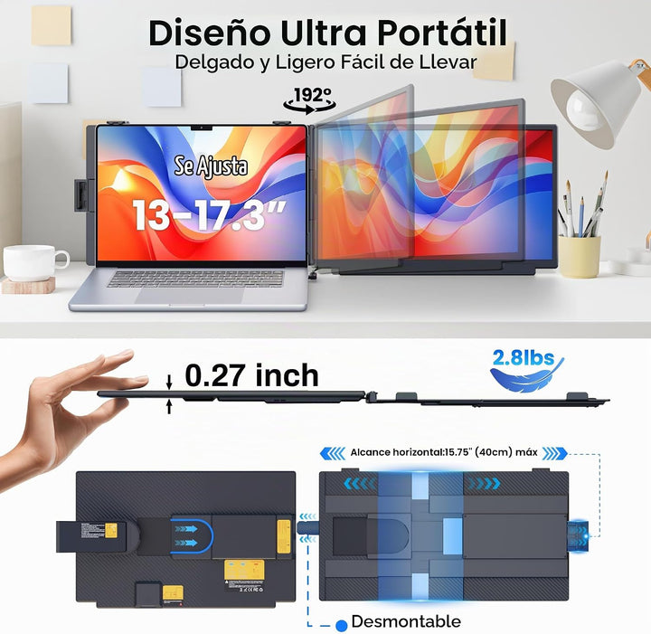 Loreinstent Extensor de pantalla para laptop de 15.6 pulgadas, moni...