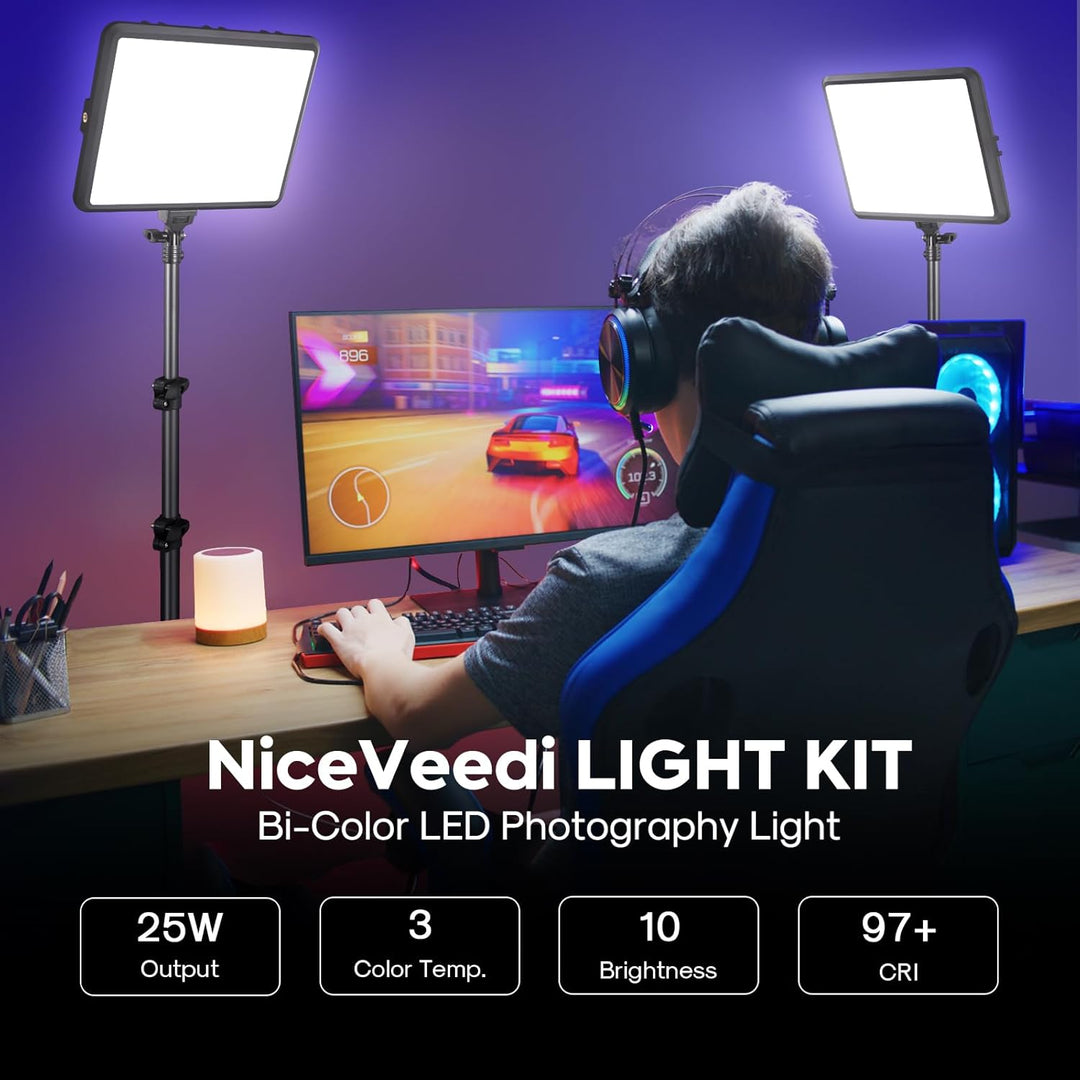 Kit de iluminación para fotografía de 2 paquetes, kit de luz de vid...
