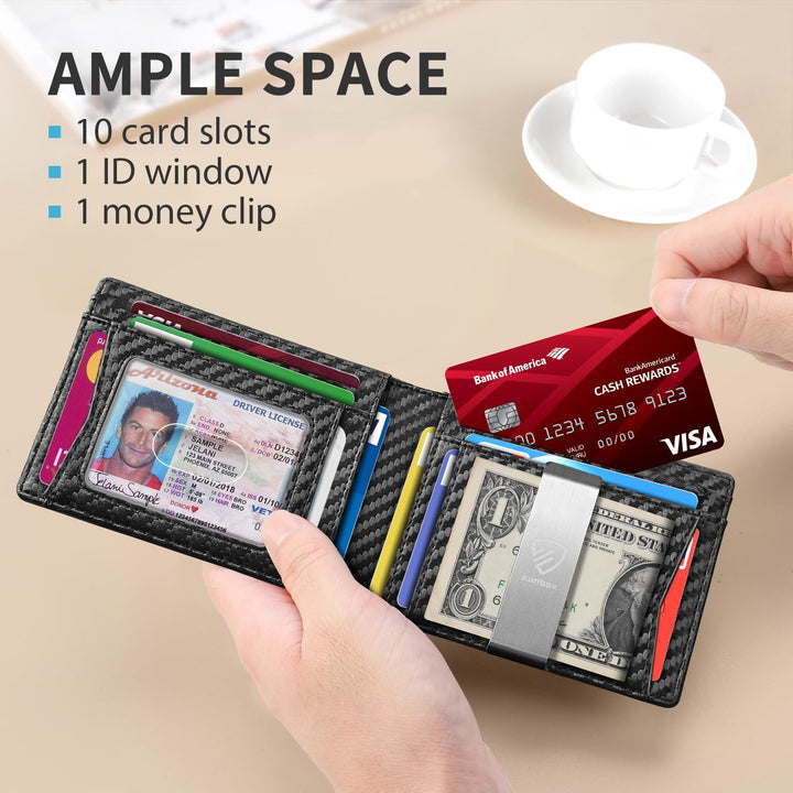 RUNBOX Cartera delgada para hombre con clip para dinero, bloqueo RF...