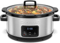 Chefman Olla de cocción lenta digital programable de tamaño familiar grande de 7 cuartos de galón con temporizador de 24 horas, ajustes bajos, altos y cálidos, cerámica Crock, tapa de vidrio templado