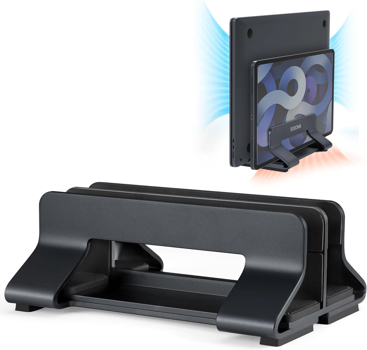 Psitek Soporte de aluminio doble vertical para computadora portátil...
