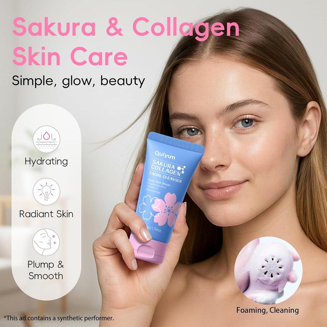 QUIYUM Sakura - Set de cuidado de la piel de colágeno, rutina de pi...