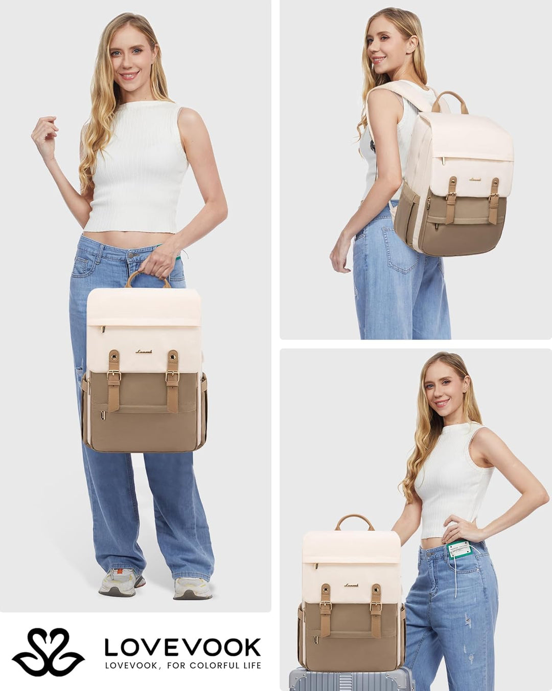 LOVEVOOK Mochila para computadora portátil para mujer, mochila de v...
