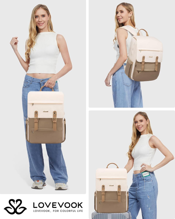 LOVEVOOK Mochila para computadora portátil para mujer, mochila de v...