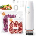 -Sellador al vacío compacto de 80 kPa para alimentos (máquina selladora al vacío + 30 bolsas reutilizables), máquina selladora al vacío de mano inalámbrica portátil mini sellador de alimentos para