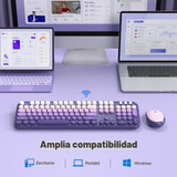 MOFII Combo de teclado y mouse inalámbricos, lindo teclado de tamañ...
