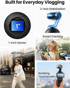 Xtra Muse con mini trípode combo, cámara de vlogging con videos CMOS de 1 pulgada