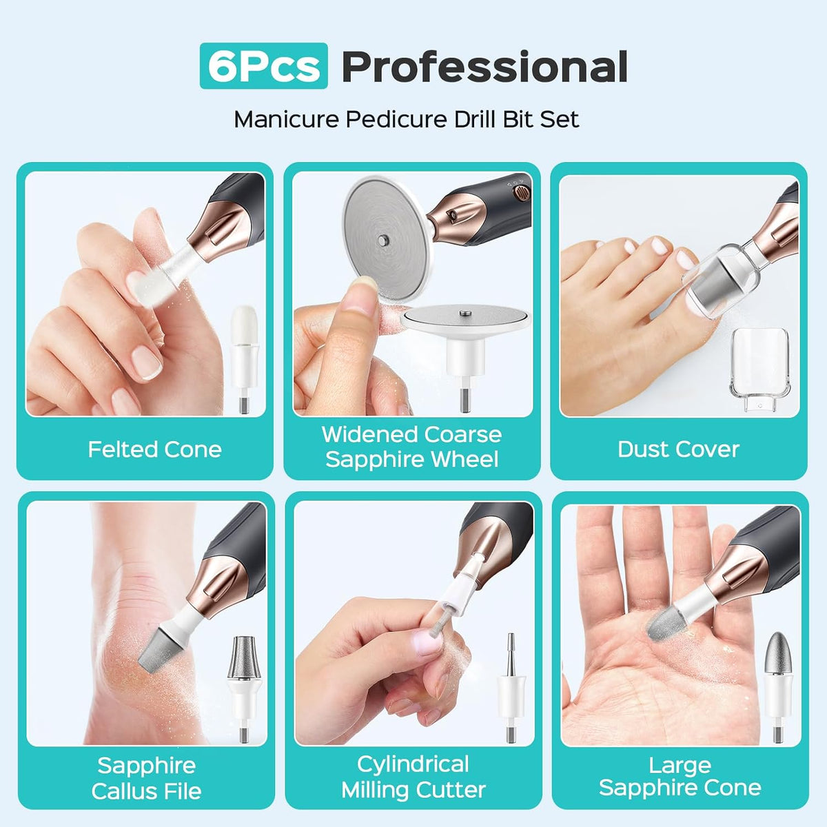 COSLUS Kit Profesional de Manicura y Pedicura, Lima de Uñas Eléctri...