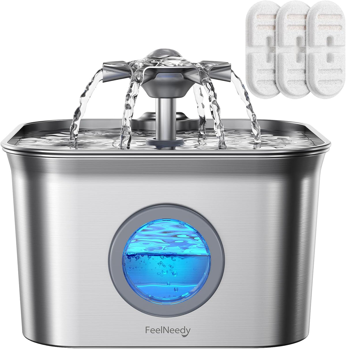Fuente de agua para gatos Acero inoxidable: 99oz/2.8L Bebedero automático para mascotas