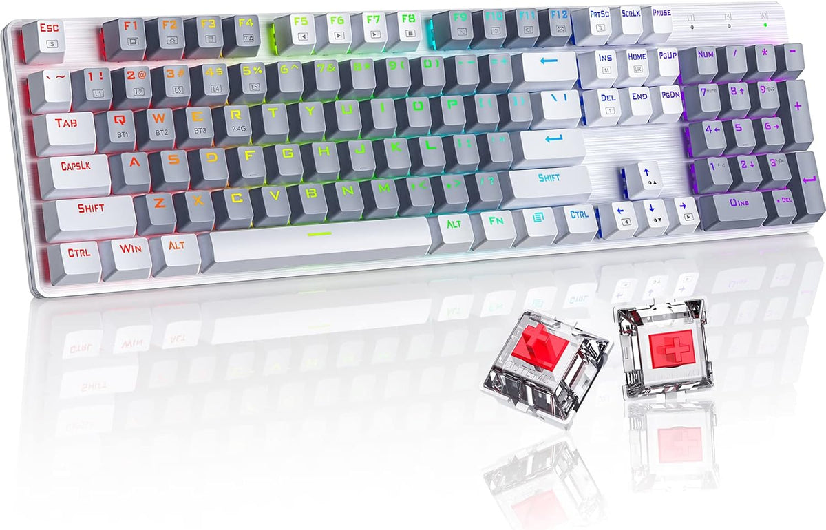 RisoPhy Teclado Mecánico Inalámbrico, Modo Triple 2.4G\/USB-C\/Blue...