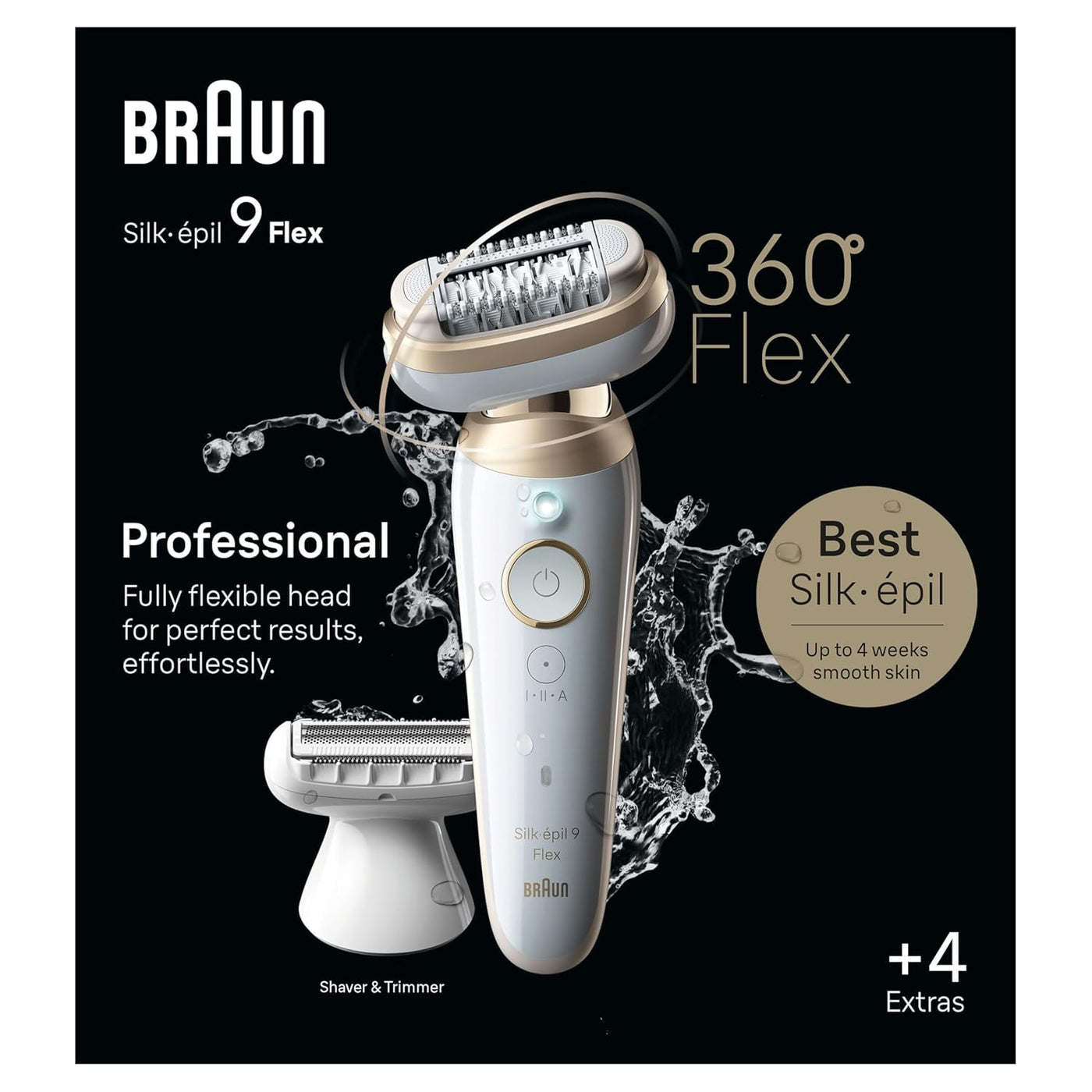 Braun Silk-épil 9 Flex Depiladora 360 Flex y cabezal pivotante, húm...