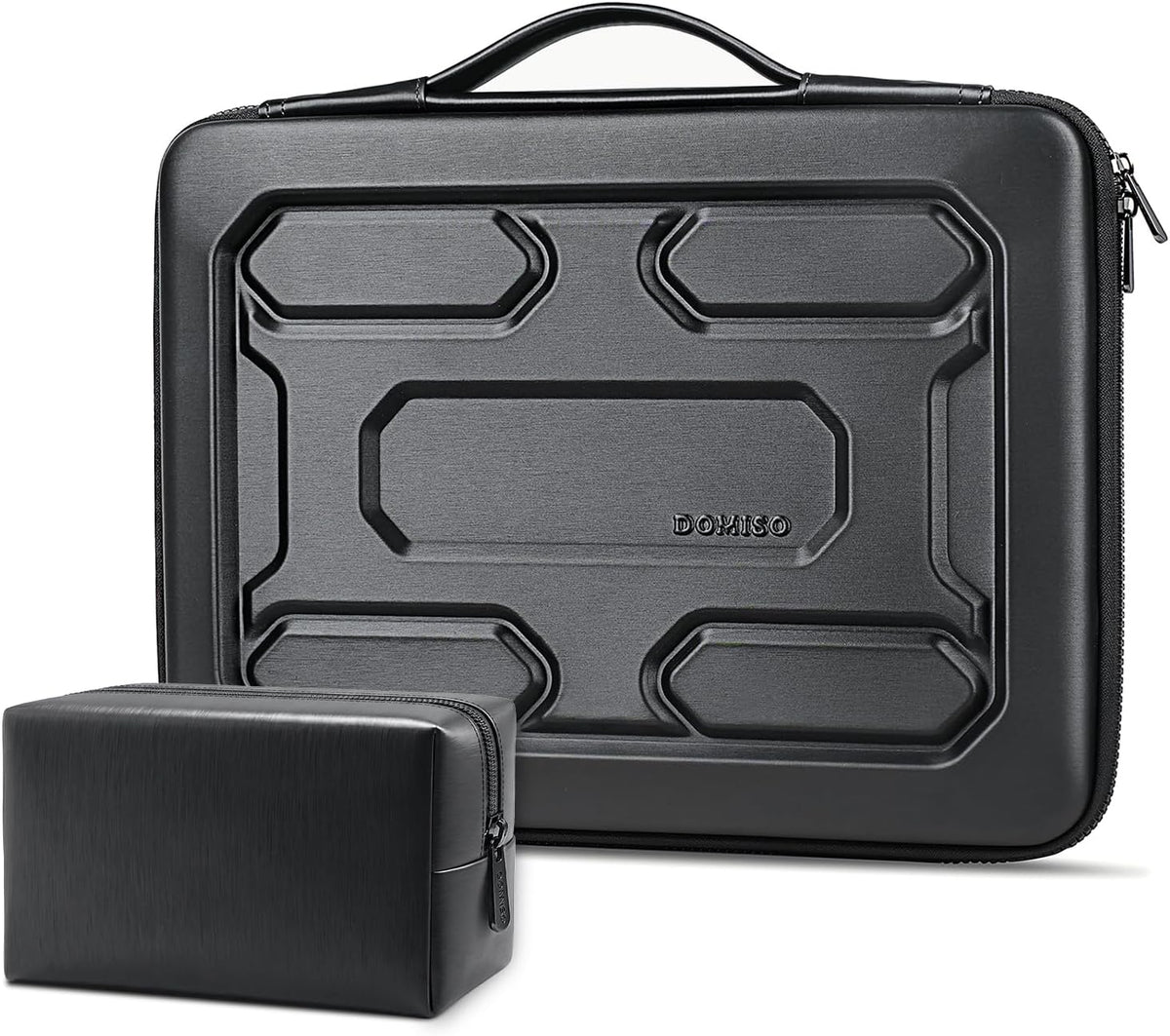 DOMISO Funda rígida para laptop de 17 a 17.3 pulgadas, impermeable, a prueba de golpes, funda rígida para laptop con asa y bolsillo de almacenamiento, compatible con MacBook, HP, Dell, negro