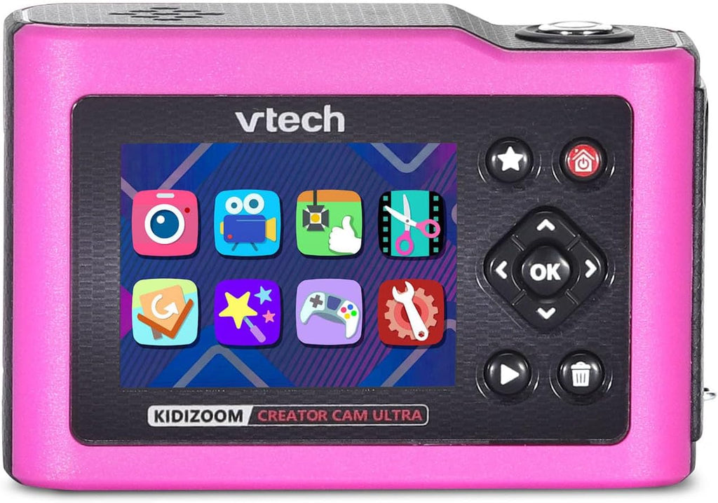 VTech KidiZoom Creator Cam Ultra - Cámara recargable con trípode, color rosa