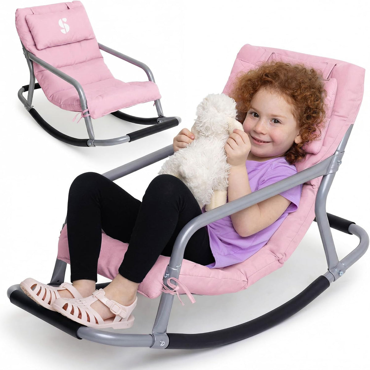 Special Supplies Mecedora sensorial para niños, cómoda mecedora para niños, silla de suelo versátil con tela suave y estabilidad para sala de juegos, dormitorio o guardería (a partir de 3 años) (rosa)