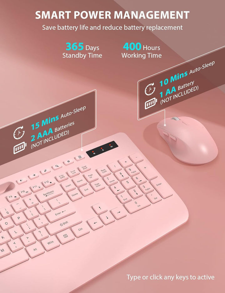 Combo de teclado y mouse inalámbrico - Teclado ergonómico de tamaño...