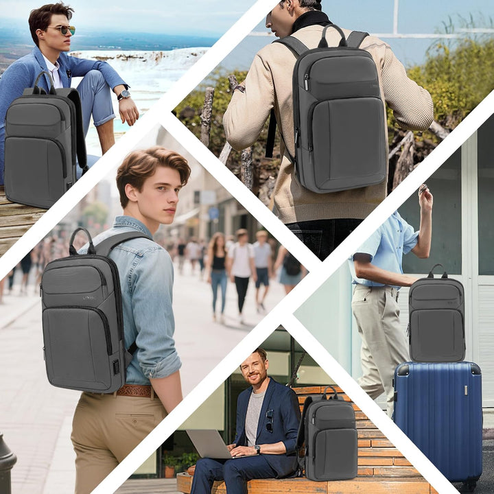 Lixiin Mochila para laptop para hombre, mochila de viaje expandible...