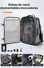 Mochila de viaje al vacío, mochila expandible de 70 litros con sistema de compresión, 2 bolsas de vacío de TPU desmontables, bloqueo TSA, resistente al agua, se adapta a portátiles de 16