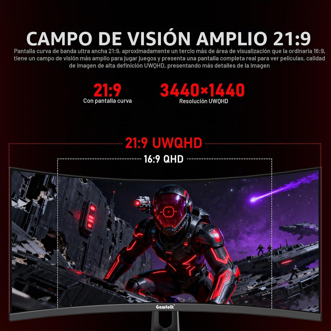 Gawfolk Monitor de computadora para juegos de 34 pulgadas ultra anc...