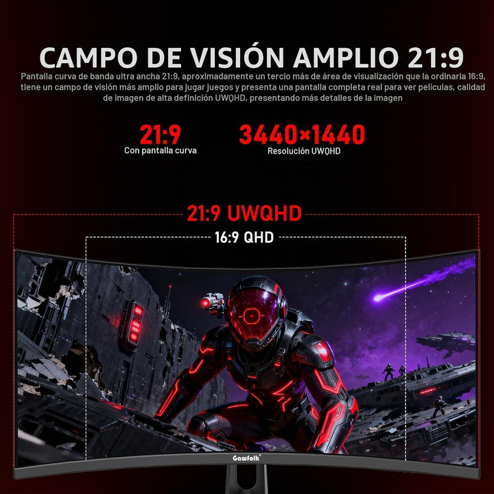Gawfolk Monitor de computadora para juegos de 34 pulgadas ultra anc...