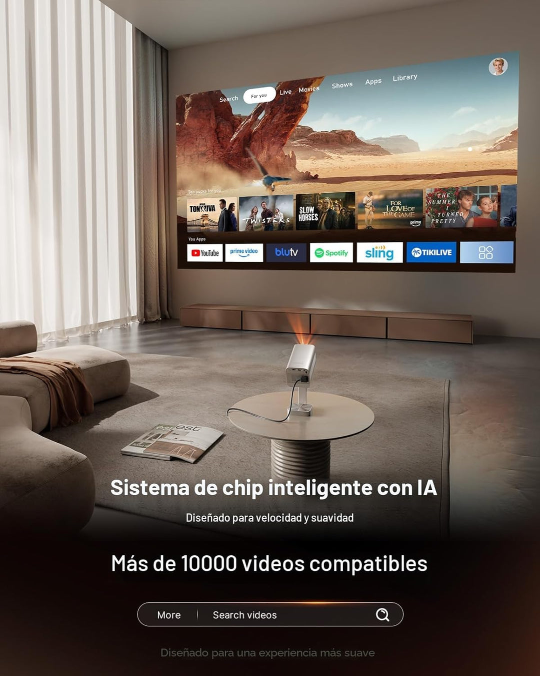 [Aplicación con licencia oficial y audio DoIby] Mini proyector con...