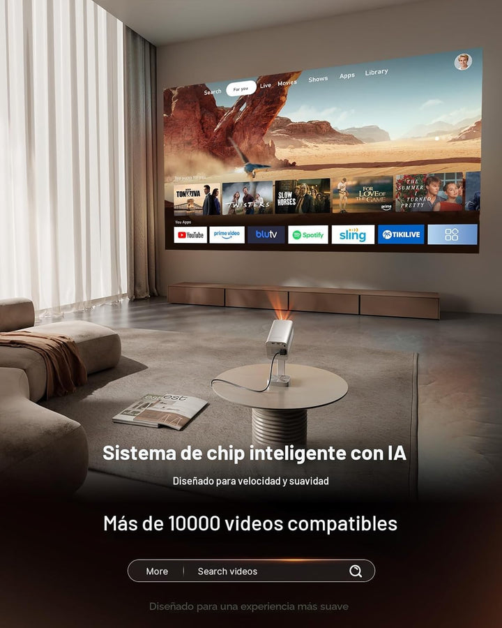 [Aplicación con licencia oficial y audio DoIby] Mini proyector con...