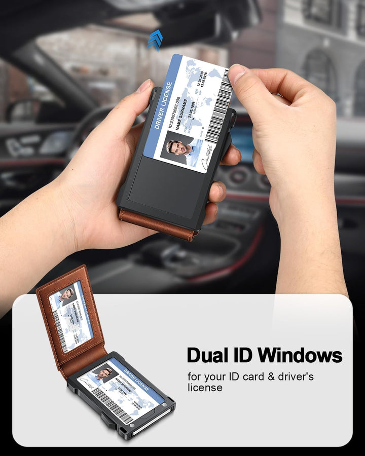 Cartera para hombre con RFID con 2 ventanas para identificación y c...