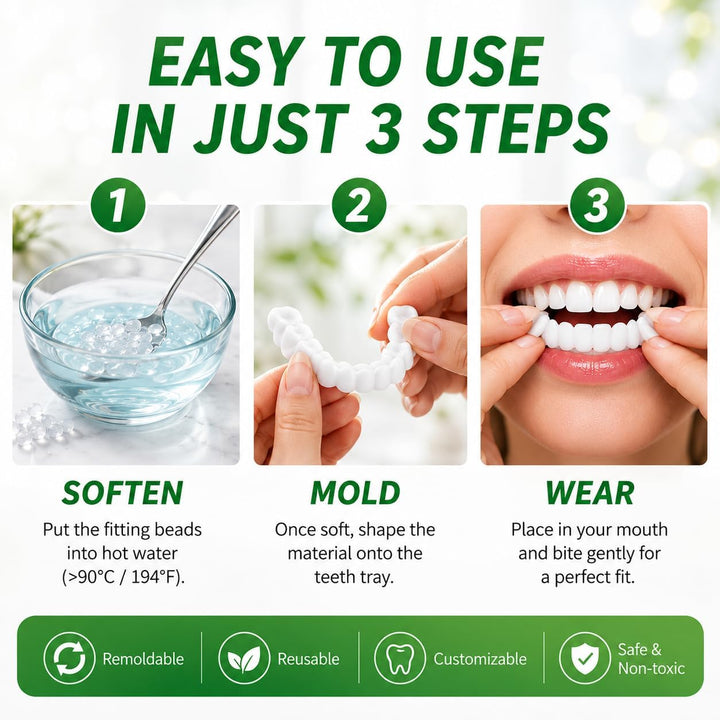 2 pares de carillas de dientes para mujeres y hombres, kit de reemp...