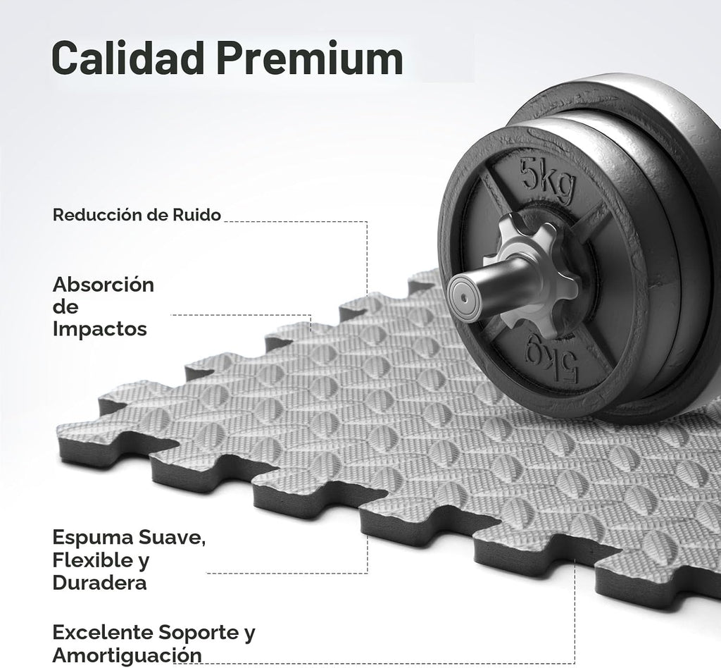 Paquete de 12 tapetes de gimnasio en casa de 48 pies cuadrados, tapetes de ejercicio de rompecabezas, azulejos de espuma EVA entrelazados para equipos de entrenamiento en casa y áreas de juego para niños, gris, 24 x 24 pulgadas x ½ pulgadas, 12 azulejos (