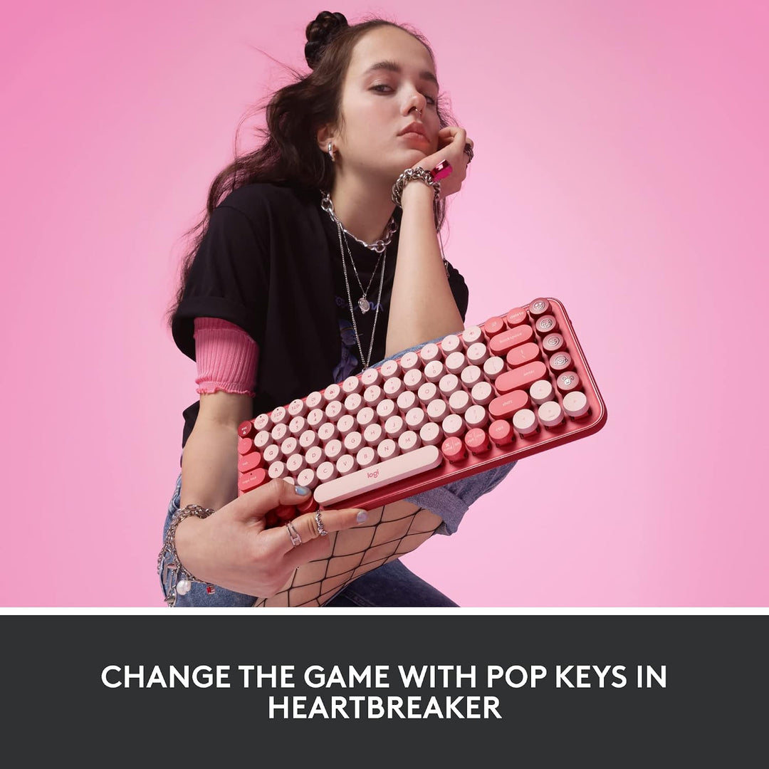 Logitech POP Teclado inalámbrico mecánico con teclas de emojis pers...