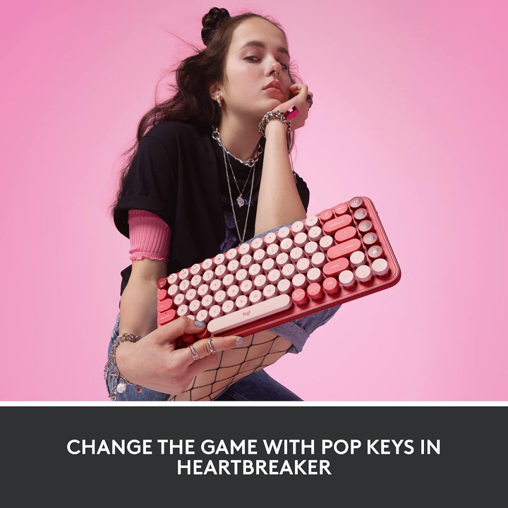 Logitech POP Teclado inalámbrico mecánico con teclas de emojis pers...