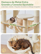 Taoqimiao Árbol para Gatos Alto, 76In Torre para Gatos Grandes, 3 Plataformas Acolchadas
