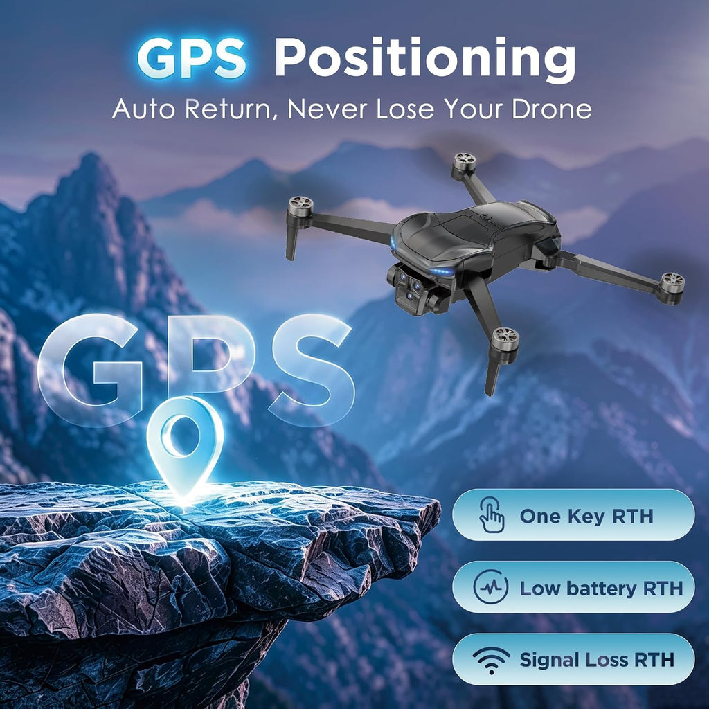 Drone GPS con cámara 4K para adultos, cuadricóptero plegable RC con controlador de pantalla HD de 4.5 pulgadas, motor sin escobillas, retorno automático GPS, vuelo de 60 minutos, tarjeta SD de 4 GB